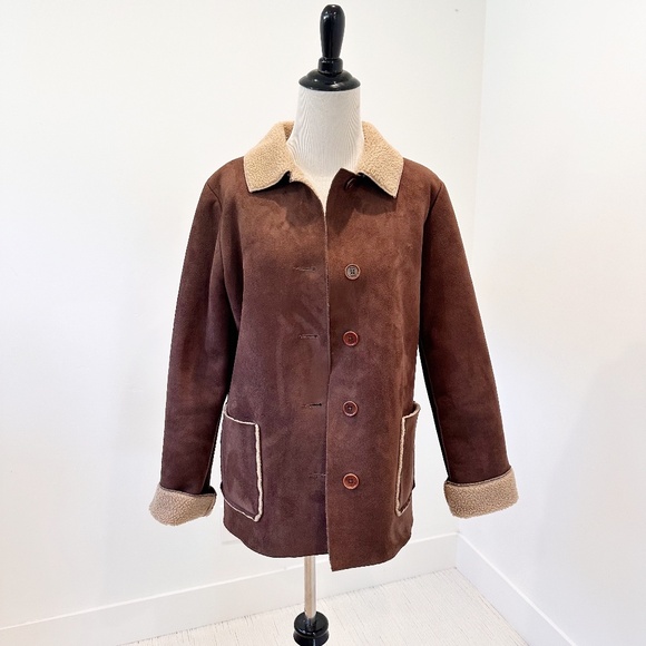 Boden | Vegan Suede Shearling Coat | Brown | S - Picture 1 of 11